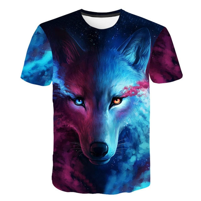 2019 Newest Wolf 3D Print Animal Cool Funny T-Shirt Men Short Sleeve Summer Tops Tees Fashion t shirt size XXS-4XL Free Shipping