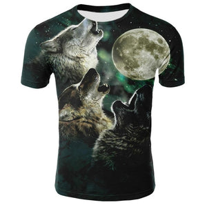 2019 Newest Wolf 3D Print Animal Cool Funny T-Shirt Men Short Sleeve Summer Tops Tees Fashion t shirt size XXS-4XL Free Shipping