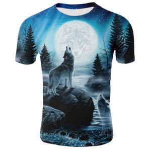 2019 Newest Wolf 3D Print Animal Cool Funny T-Shirt Men Short Sleeve Summer Tops Tees Fashion t shirt size XXS-4XL Free Shipping